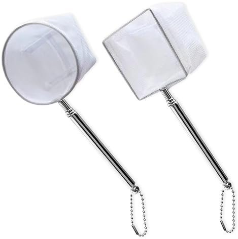 TYXHXTF 2 Stück Aquarium Fischnetz, Aquarium Fischkescher, Langem Griff mit Aquarium Kescher Net, für Fangen von Kleinen Fischen und Garnelen und zur Reinigung des Aquariums