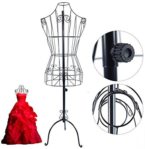 Maniquí de metal para sastre femenino, busto para mujer, soporte para ropa, altura ajustable (140 – 170 cm) como busto decorativo o perchero