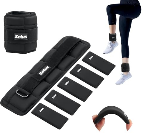 ZELUS 1 Pair Adjustable Ankle Weights, 0.8-4 lb Z-Fit Ankle Weights for Women Men, Ultra Thin Leg Weights for Women with Adjustable Straps, 0.4-2 lb per Arm Weight for Gym Home Yoga Jogging Walking