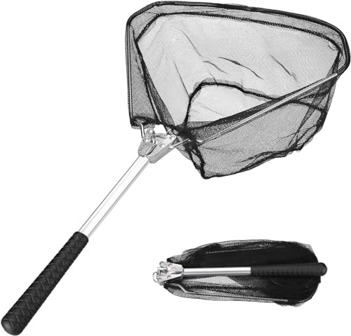 Red de Pesca Plegable Negra 51cm - Sacadera para Adultos y Niños, Aterrizaje para Salmón y Pez Gato