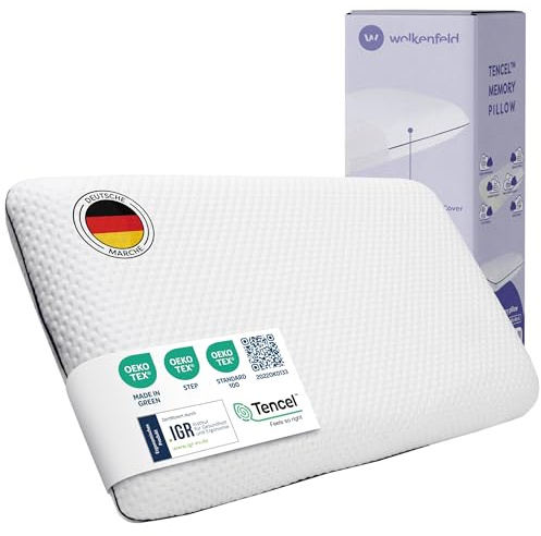 Wolkenfeld Memory Foam Nackenstützkissen 60x40x10 – Atmungsaktives und Komfortables Nackenkissen – Optimaler Support für Nacken, Rücken und Schultern – Tencel-Faser – Oeko-TEX Zertifiziert