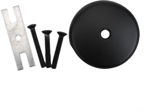 Kit de trop-plein en laiton massif à trou unique pour baignoire, avec 3 vis, panneau de trop-plein (noir)