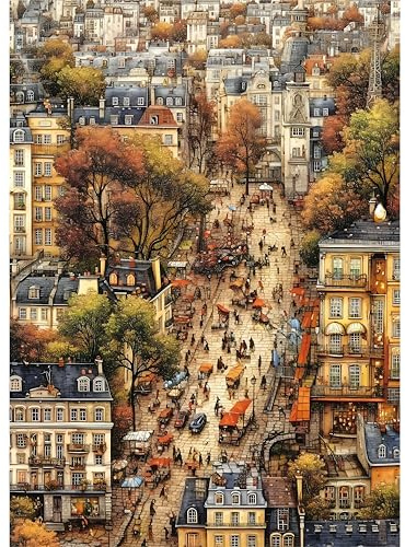 CREAFOMIFE 1000 Piece Jigsaw Puzzle for Adults Vintage Village Town