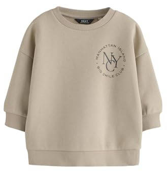 NEXT Yngre pojkar Sweatshirt med rund halsringning och tryck bak Cement 92-98