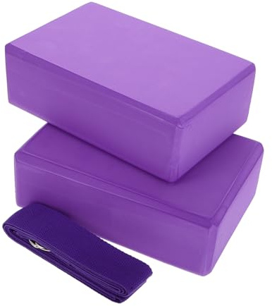 DECOMELODY Bloques de Yoga con Correa de Cinturón Juego de 3 de Espuma Eva con Estabilidad Mejorada y Uso Versátil para Estiramientos y Sesiones de Yoga Caliente