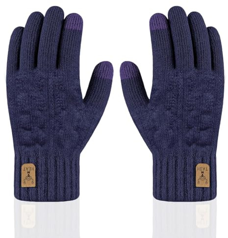 Unisex vinterhandskar med pekskärm, stickade, varma, mjuka, flexibla, halkfria för utomhusaktiviteter och löpning