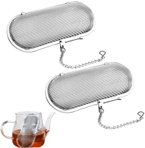 2 Stück Gewürzsieb,Gewürzei,Gewürzsieb Zum Mitkochen,Gewürzsäckchen,Gewürzsäckchen Zum Kochen,Teeei Edelstahl,Mit Kette,Zum Kochen,Gewürzkugel,Teekugel,Tea Strainer,Für Gewürz/Tee Sieb Zubehör