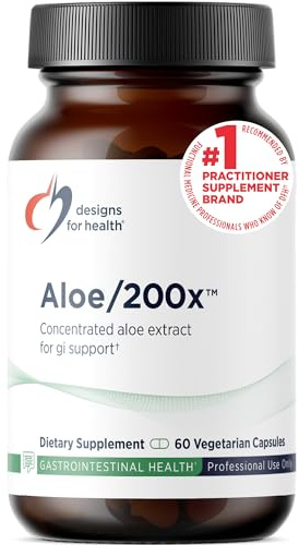 Designs for Health Aloe/200x - 200mg Aloe Vera Extract - Highly Concentrated Aloe Leaf Supplement for GI Support - Non-GMO, Vegetarian Pills (60 Capsules)