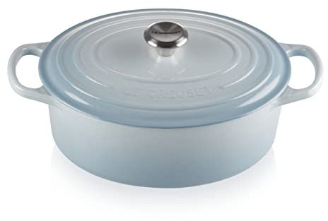 Le Creuset Cocotte en Fonte Émaillée Signature avec Couvercle, 29 cm, Ovale, 4,7 L, 4,675 kg, Bleu Méditerranée, 21178294202430