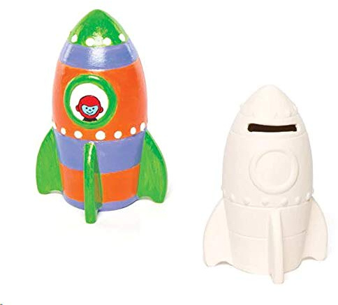 Baker Ross AG880 Ross Keramik-Spardosen Rakete(2 Stück), 13 x 9 cm, Ceramic