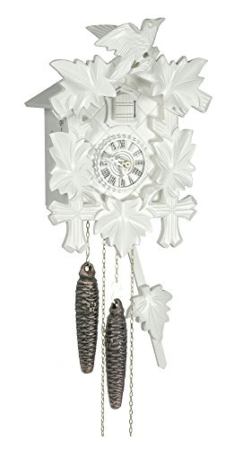 Trenkle Pendule à Coucou 5 Feuilles avec Oiseau, Blanc 1 Jour