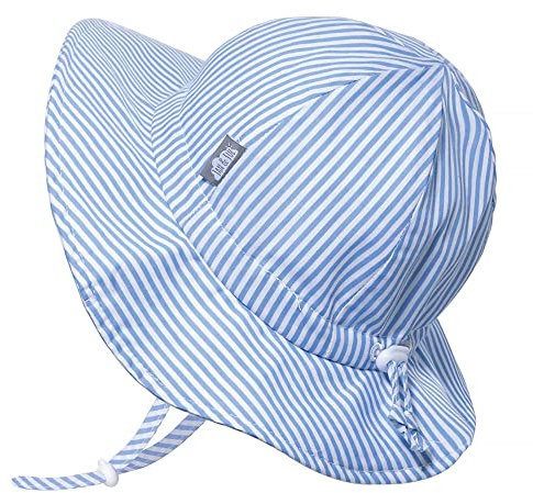 Jan & Jul Kinder Sonnenhut, Atmungsaktive Baumwolle mit UV-Schutz (L: 2-5 Jahre, Blau gestreift)