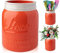 Comfify Large Opening Mason Jar Utensil Holder Jug Decorative Kitchen Equipment Organizer, Dishwasher Safe - Coral, Large Size Tall 7