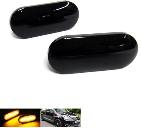 RZG 2x Black Smoked Lens Side Indicator Amber LED Marker Repeater Light For C-Max DM2 Fiesta V Focus II Fusion Galaxy