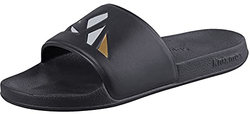 Knixmax Men Sliders Comfort Aqua Slide Sandals Beach & Pool Shoes Open Toe Summer Slippers Slip-on A Black 10/11UK - 44/45EU