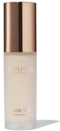 Satin Silk Longwear Foundation from Sculpted by Aimee (Porcelain 1.0) - Lightweight, Hydrating & Buildable High Coverage, Sweat-Resistant Foundation