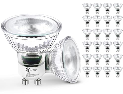 MASTERY MART 24 Pack Dimmable GU10 LED Light Bulbs, 5.5W Bright 2700K Soft White 50W Halogen Equivalent, 400lm Energy Saver for Track Lighting Fixture, Kitchen, Basement, Living Room, 25000 Hour