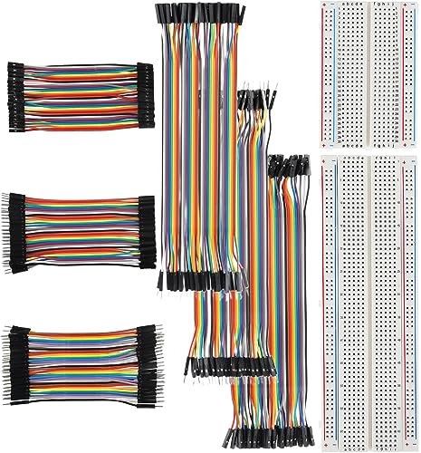 GTIWUNG 400 & 830 Tie Points Mini Breadboard Kit, Lötfreie Prototyp Leiterplatte für Arduino Proto Shield + 6 Stück 20cm & 10cm Female-Female/Male-Female/Male-Male Jumper Wire Kabel
