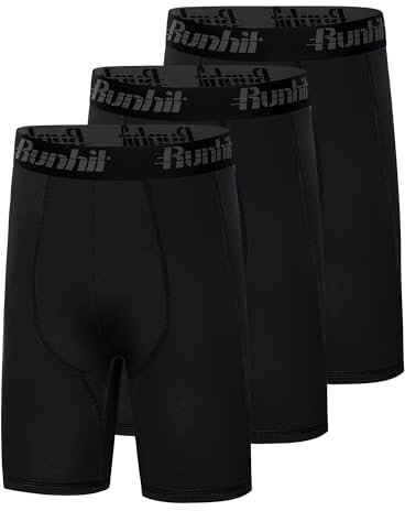 Runhit 3 Pack Youth Boys' Compression Shorts,Boys Performance Athletic Base Layers Underwear Sports Shorts Black+Black+Black M