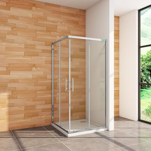 Aica Sanitär 80x80 90x90 100x100cm Duschabtrennung Duschkabine Eckeinstieg Dusche Sicherheitsglas H180/185/195/200cm Viertelkreis Quadrat