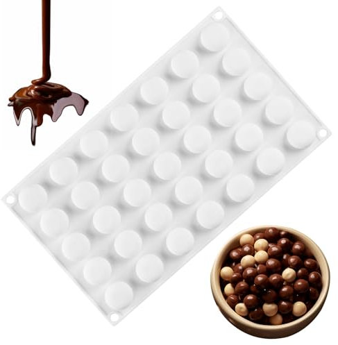 Round Silicone Mold, Silicone Chocolate Moulds with 35 Holes, Mini Chocolate Moulds for Cake Decoration, Dessert, Jellies, Ice Cream Domes, Mousse