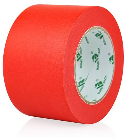 BOMEI PACK Rot 75mmx50m Kreppband, Abdeckband für Lackierarbeiten Malerkrepp für sauberes e bei Malerarbeiten, rückstandslos entfernbar