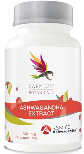 Carnium Botanicals Ashwagandha Extract KSM-66 – Estratto di Ashwagandha Pura da Radice – Integratore Alimentare ad Alta Concentrazione – 60 Capsule Senza Glutine
