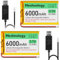 3,7V 6000mAh LiPo-Akku Wiederaufladbarer Lithium Polymer Akku mit USB-Ladekabel, PH2.0 Stecker für AR duino ESP32 Entwicklungsplatine (2er Pack)