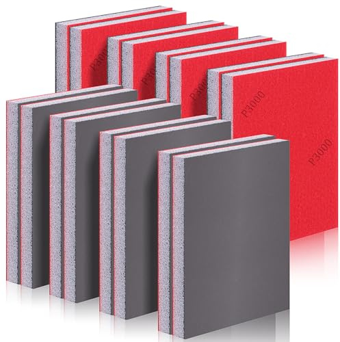 Niuny Esponjas de Lijado 16Pcs Bloque de Lija de Grano 3000 Esponja de Lija Húmeda y Seca Reutilizables Esponjas Abrasivas Taco Abrasivo de Lijado Manual para Pulir Madera Metal Cocina Muebles