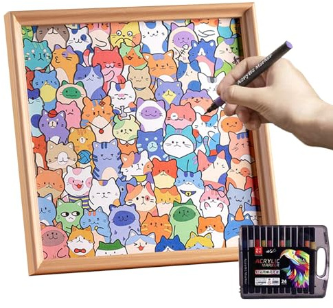 Puzzle - Décoratif et peint à la main | Cadre photo puzzle en bois à peindre | Pour femmes, filles, adolescents, maison, table, cheminée, bibliothèque, armoire, café
