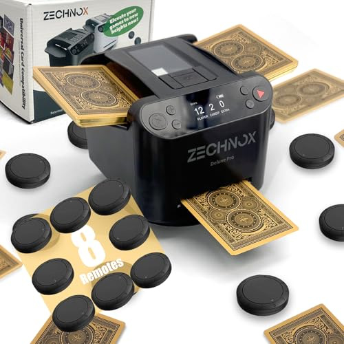 2026 New Smart 3-in-1 Automatic Card Shuffler and Dealer,Programmable Card Dealer,Card Shuffler 2 Deck,360° Rotation,Ultra Quiet,Rechargeable,Support 12 Players (Jet Black Pus)