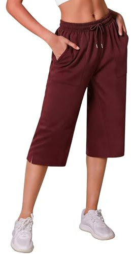 Crewhpo Pantalon Taille Haute 3/4 Femme Tissu Léger Sport et Détente Doux