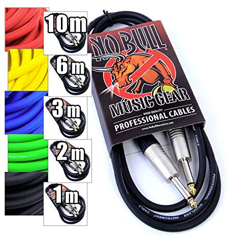 Premium Guitar / Instrument Cable (Black, 3ft / 1m, Straight Plugs) - Achieve a Cleaner Signal via a Heavy Duty Pro 1/4 Jack to Jack Noiseless Mono Lead - Coloured Link Lead to Amplifier / Amp Cable