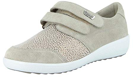 VAROMED Lausanne 77272 Chaussures élastiques pour femme avec fermeture Velcro - Gris - Ardoise, 39.5 EU
