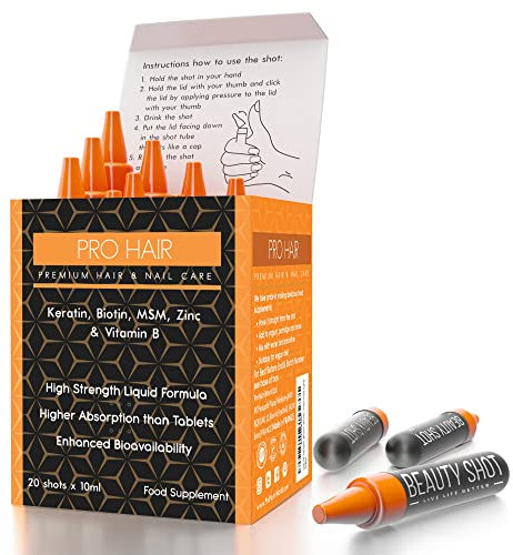 Hair Vitamins for Growth & Hair Loss, High Strength Biotin Shots, Keratin, Zinc, Vitamin C, B12 & E, Higher Absorption Than Tablets or Powder, Haircare, Skin & Nail Supplement
