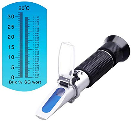 Brix Refractometer with ATC Digital Handheld Refractometer for Homebrew Wort Beer Wine Fruit Sugar, Dual Scale-Specific Gravity 1.000-1.130 and Brix 0-32% (Black)