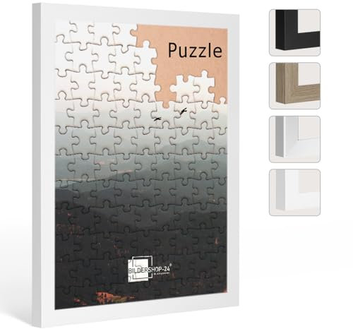 Bildershop-24 Cornice puzzle grande per puzzle, ca. 1500-2000 pezzi, 60 x 85 cm, 85 x 60 cm, bianco con vetro acrilico
