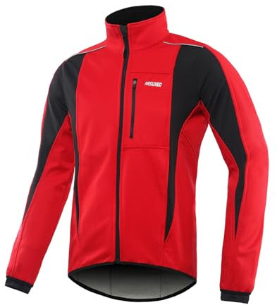 ARSUXEO Herren Radjacke wasserdicht winddicht Winter Thermal Atmungsaktiv Fahrradbekleidung 15K Rot L