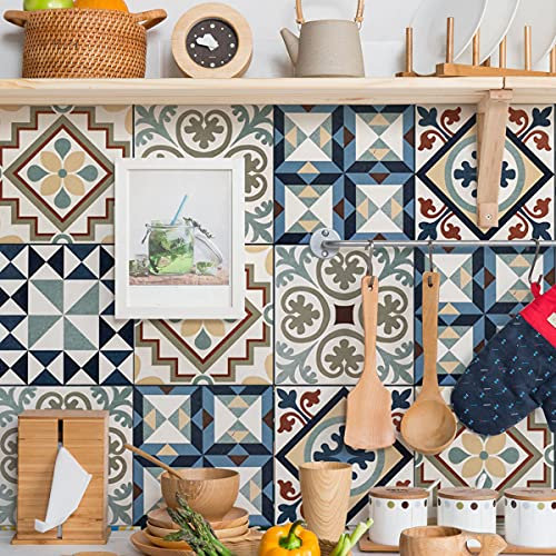 Buer Homie Vinilos Para Cubrir Azulejos De BañO, Pegatina Azulejos Cocina, Baldosas Adhesivas Cocina, Vinilo Decorativo Para BañOs (Amarillo-Azul 10pcs 20 * 20cm)