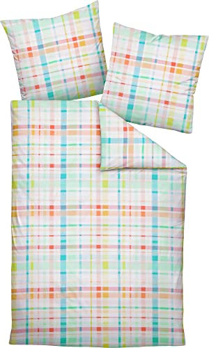 Janine Mako-Soft-Seersucker Bettwäsche Tango 135x200 cm + 80x80 cm Multicolor