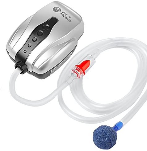 AquaMiracle Aquarium Air Pump Fish Tank Bubbler Aerator, All-in-One Fish Tank Air Pump Kit, Quiet Small Aquarium Bubbler for 1-20 Gallon Aquariums