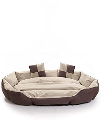 ESTEXO Hundebett Hundekissen Hundekorb Haustierbett Katze Matte Hundesofa Anti-Rutsch Dunkelbraun/Beige 65x50x20 cm