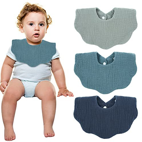 JAWSEU Baby Haklapp - Bomull Bandana Triangel Haklappar 3 Delar Med Spänne och Knapp för Flicka och Pojke