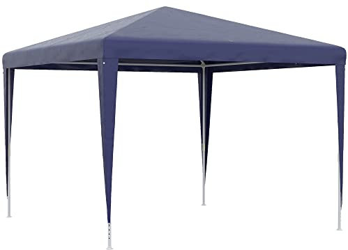Outsunny Carpa Desmontable 3x3 m Cenador Pabellón de Jardín con 4 Orificios de Drenaje y Marco de Acero Anti-UV Gazebo para Terraza Patio Exterior Camping Azul