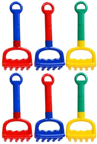 Toyvian 6 Pcs Children'S Beach Rake Kid Sand Toy Beach Shovel Bucket Accessories, Colorful Scoop Rake Garden Tool for Baby Toddles