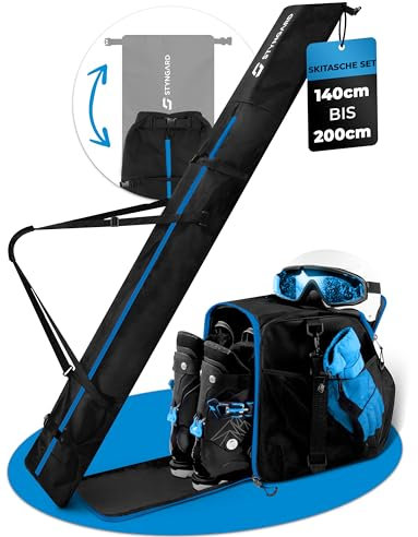 STYNGARD Skitasche Set Skisack [140 cm bis 200 cm] und Skischuhtasche mit Helmfach [40 L] - Skitasche und Stiefeltasche mit Lüftungsgitter Modell Vancouver