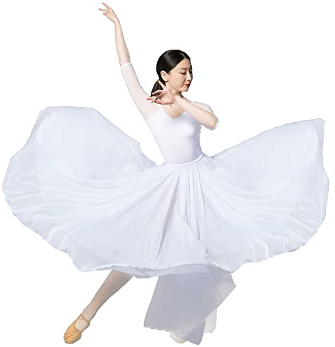 ROYAL SMEELA Lyrisk danskostymer vuxen balettklänning för kvinnor modern samtida dansklänning ballerina danskläder modern samtida dans kostym baletttrikåer + kjol balett lyrisk dansklänning, Vitt, S