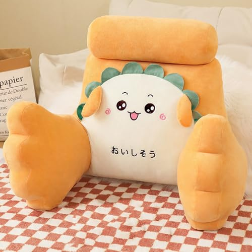 Almohada de Lectura para Cama Almohadas Respaldo 2 en 1 Rollo Cuello sofá Multifuncional cojín abrazar cabecera Soporte Espalda Almohadilla Ver televisión Juegos Oficina (Size:65×45cm,Color:Amarillo)