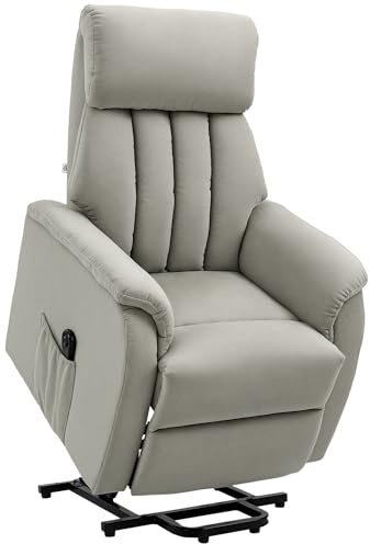 HOMCOM Poltrona Alzapersona Reclinabile 150° max con Telecomando e Poggiapiedi, 75x93x110 cm, Grigio