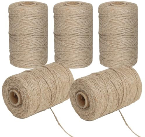 TOKSEO 500 m Jutegarn, 2 mm Juteschnur Reißfestes 3 strängiges Paketschnur Naturfaser zum Befestigen von Pflanzen im Garten, Basteln und Verpacken von Geschenken